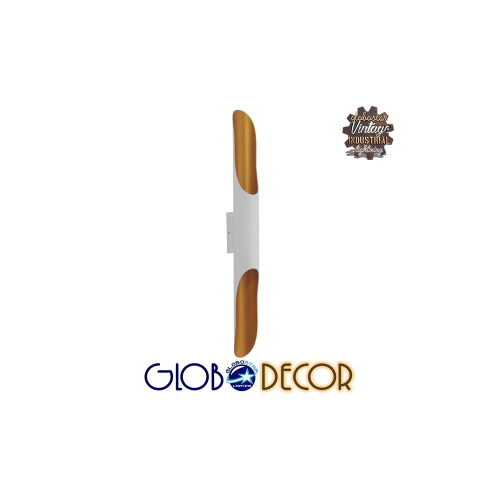 GLOBOSTAR® ESTERINA 01303 Μοντέρνο Φωτιστικό Τοίχου - Απλίκα με Ντουί 2 x E27 AC 220-240V IP20 - Λευκό & Χρυσό - Μ5.5 x Π8 x Υ60cm